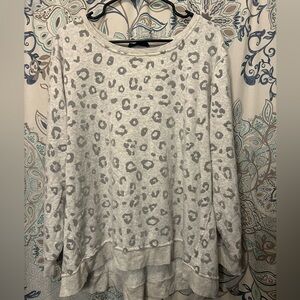 Jane and Delancey Gray Leopard Print Sweatshirt